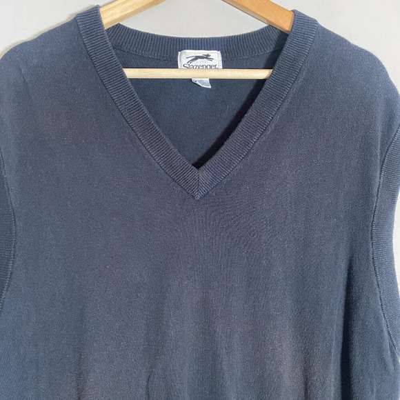 Slazenger Men's Large Outdoors Golf V-Neck Cotton Sweater Vest Pullover in Black - Picture 6 of 16